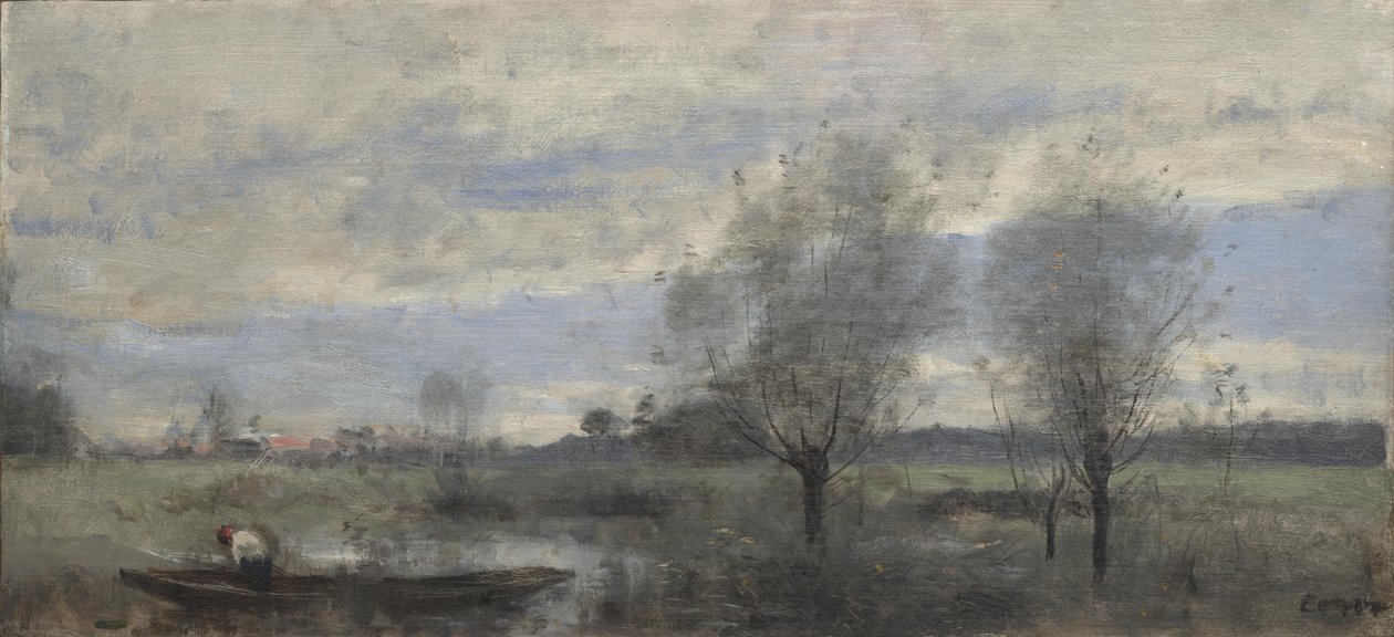 Palluel, Lodník v bažinách od Jean Baptiste Camille Corot