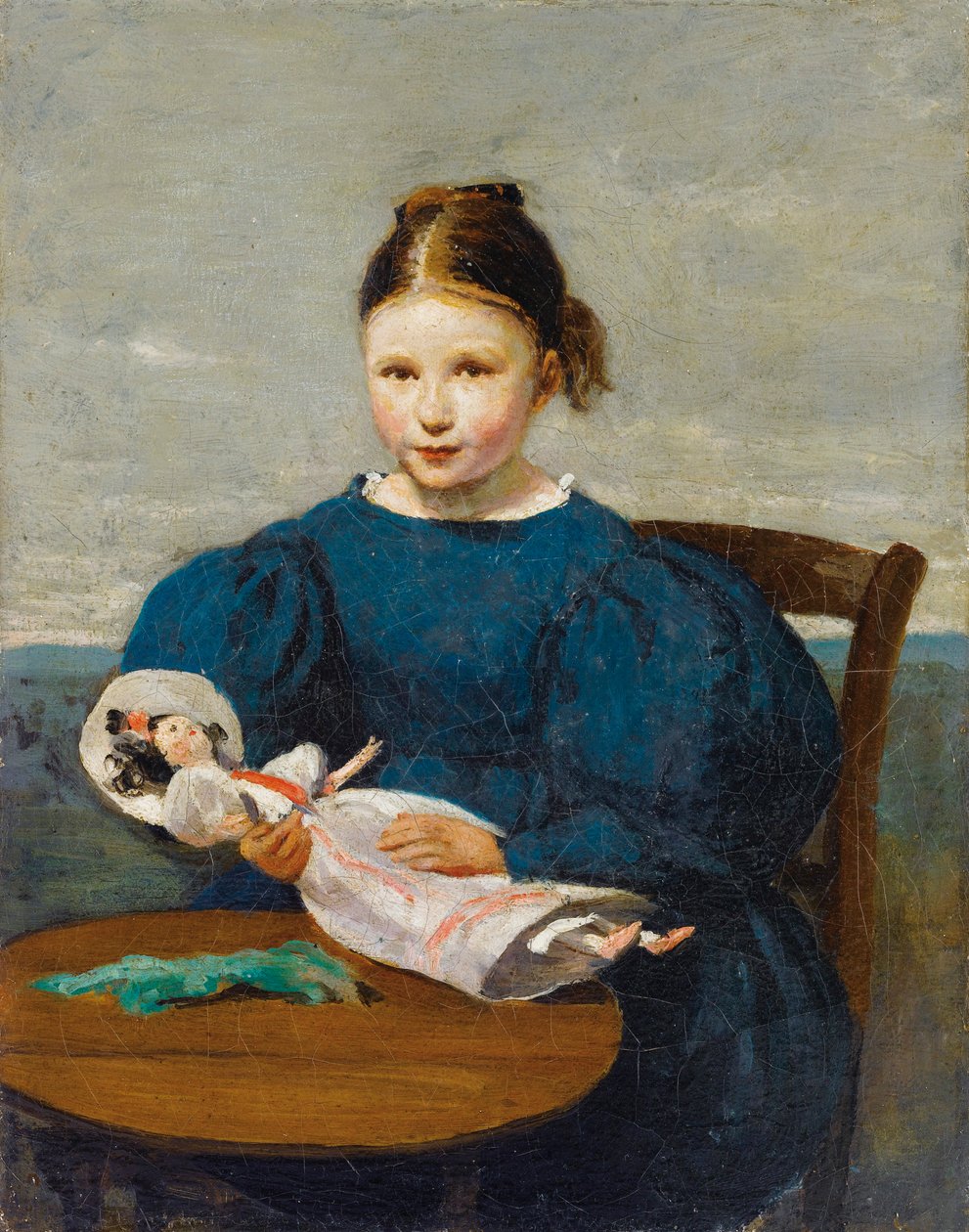 Malá holčička s panenkou od Jean Baptiste Camille Corot