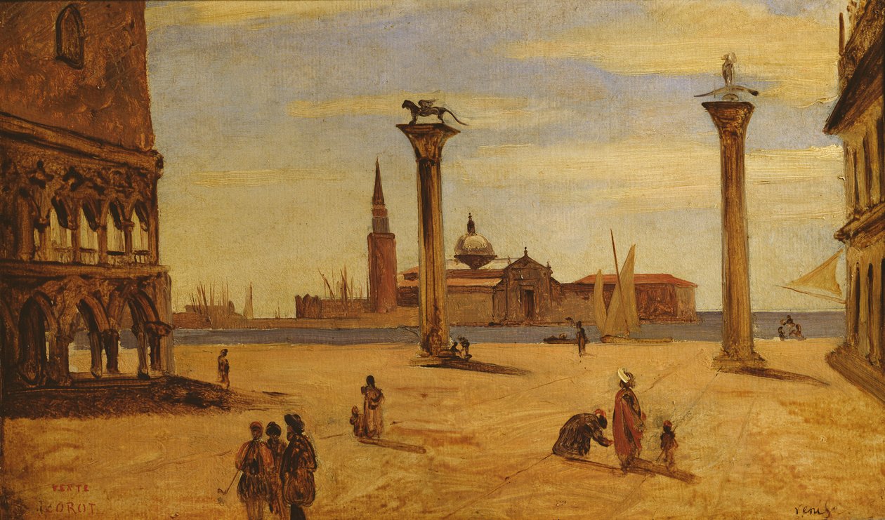 Piazzetta di San Marco, Benátky, 1828-34 od Jean Baptiste Camille Corot