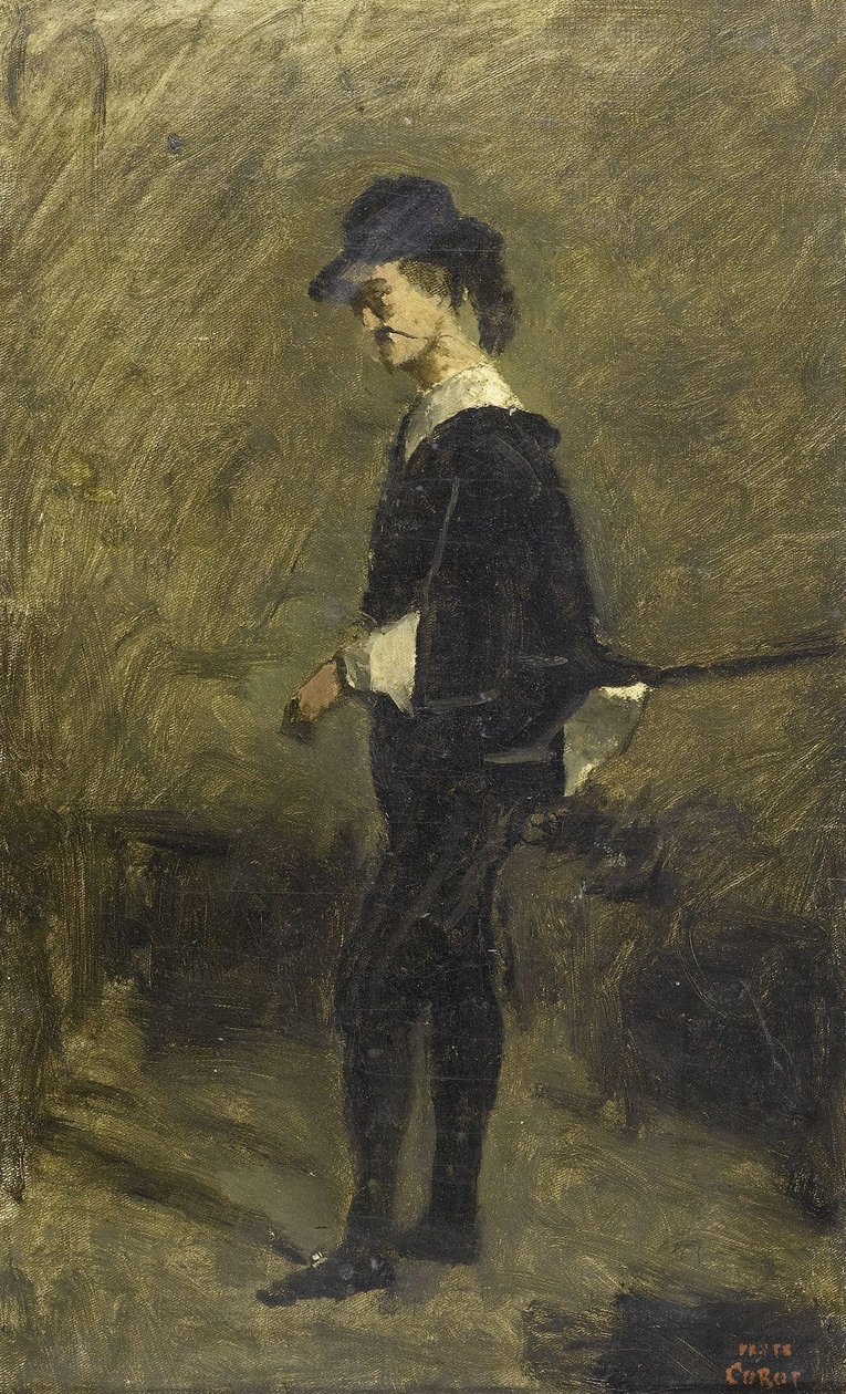 Portrét M. Bigoura dArrase v kostýmu Hamleta od Jean Baptiste Camille Corot