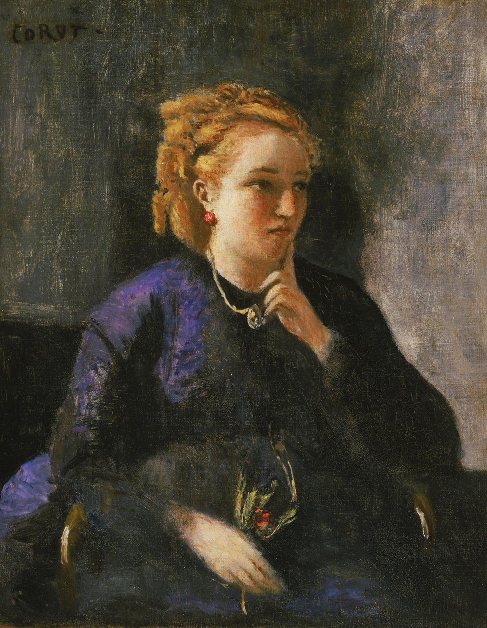 Portrét ženy od Jean Baptiste Camille Corot