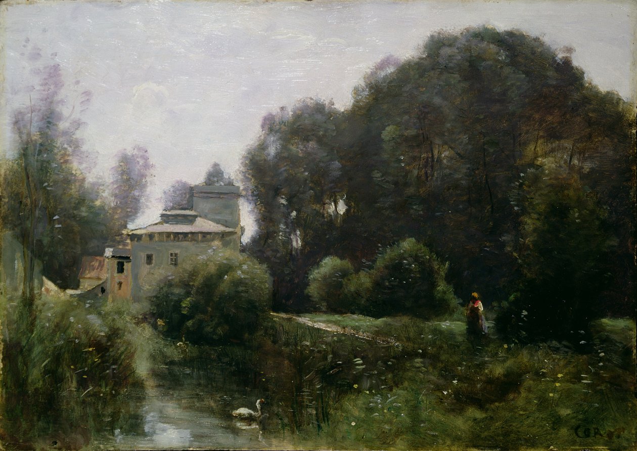 Suvenýr z Villa Borghese, 1855 (panel) od Jean Baptiste Camille Corot
