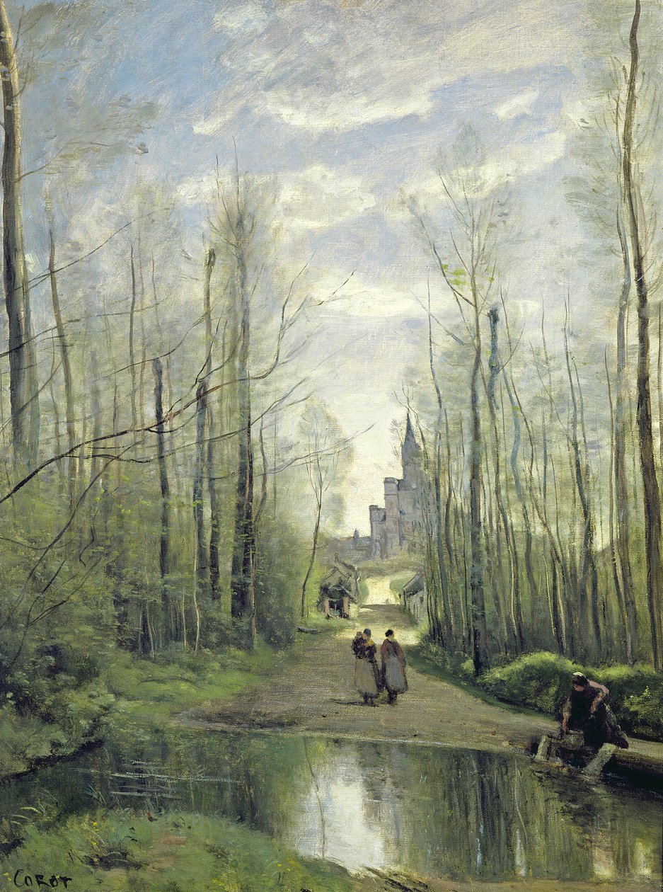 Kostel v Marisselu, 1866 od Jean Baptiste Camille Corot