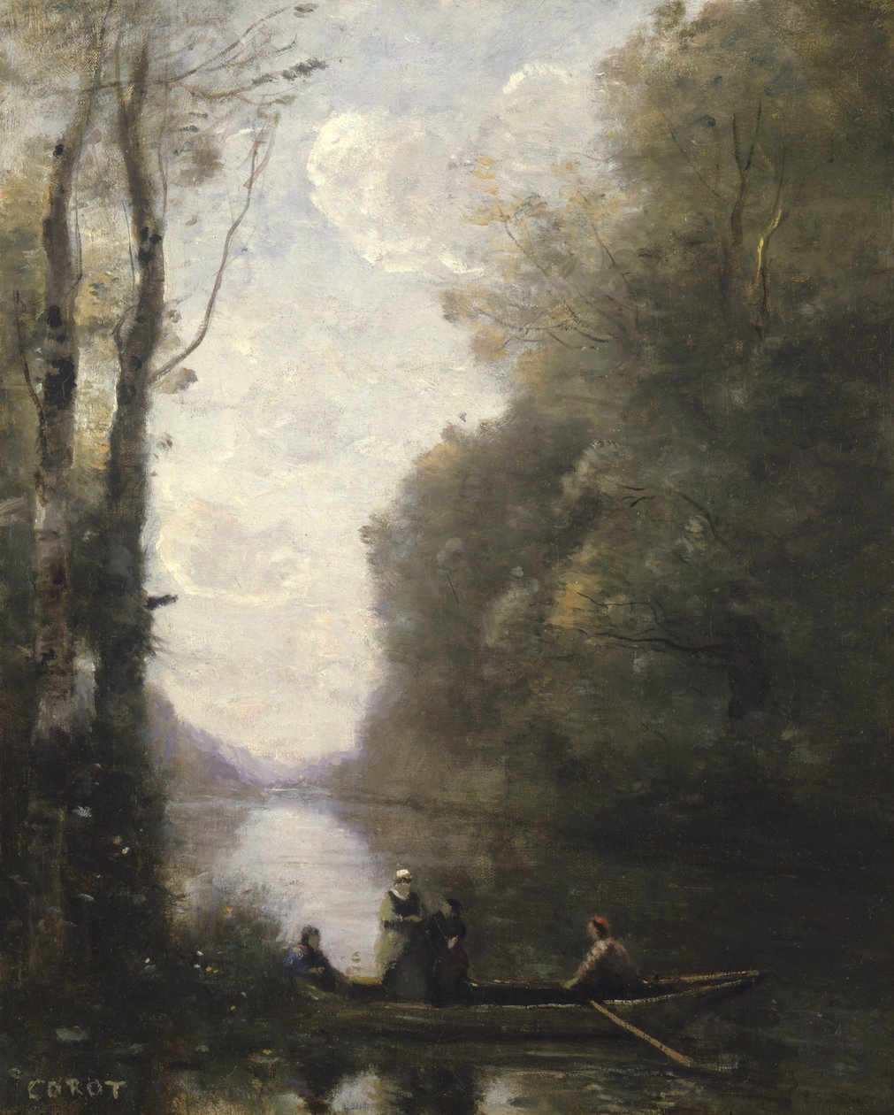 Převozník odcházející z banky se dvěma ženami, 1865 od Jean Baptiste Camille Corot