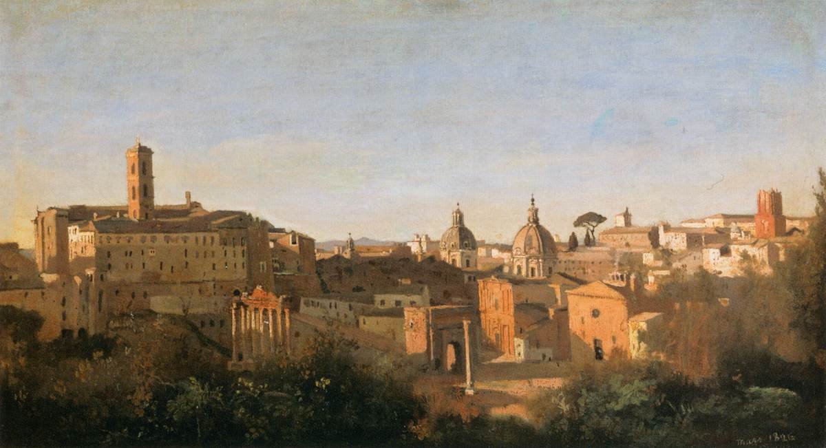 Fórum viděné z farnských zahrad od Jean Baptiste Camille Corot