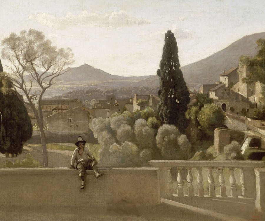 Zahrady Villa dEste v Tivoli od Jean Baptiste Camille Corot