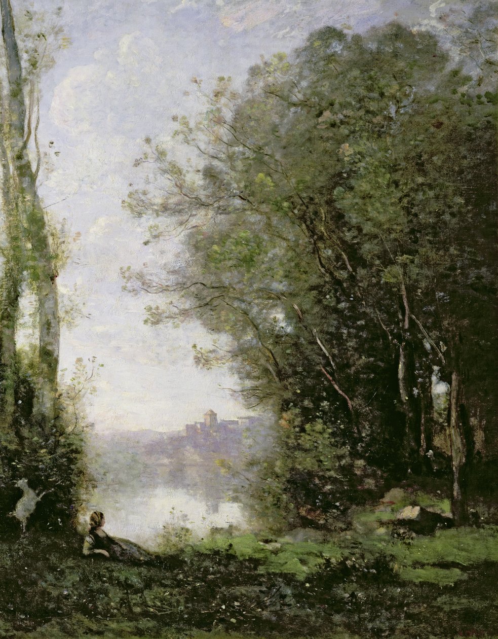 Pastýř koz u vody od Jean Baptiste Camille Corot