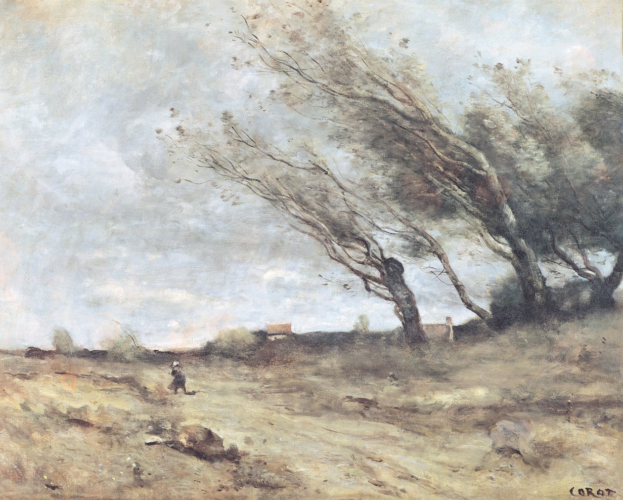 Poryv větru, c.1865-70 od Jean Baptiste Camille Corot
