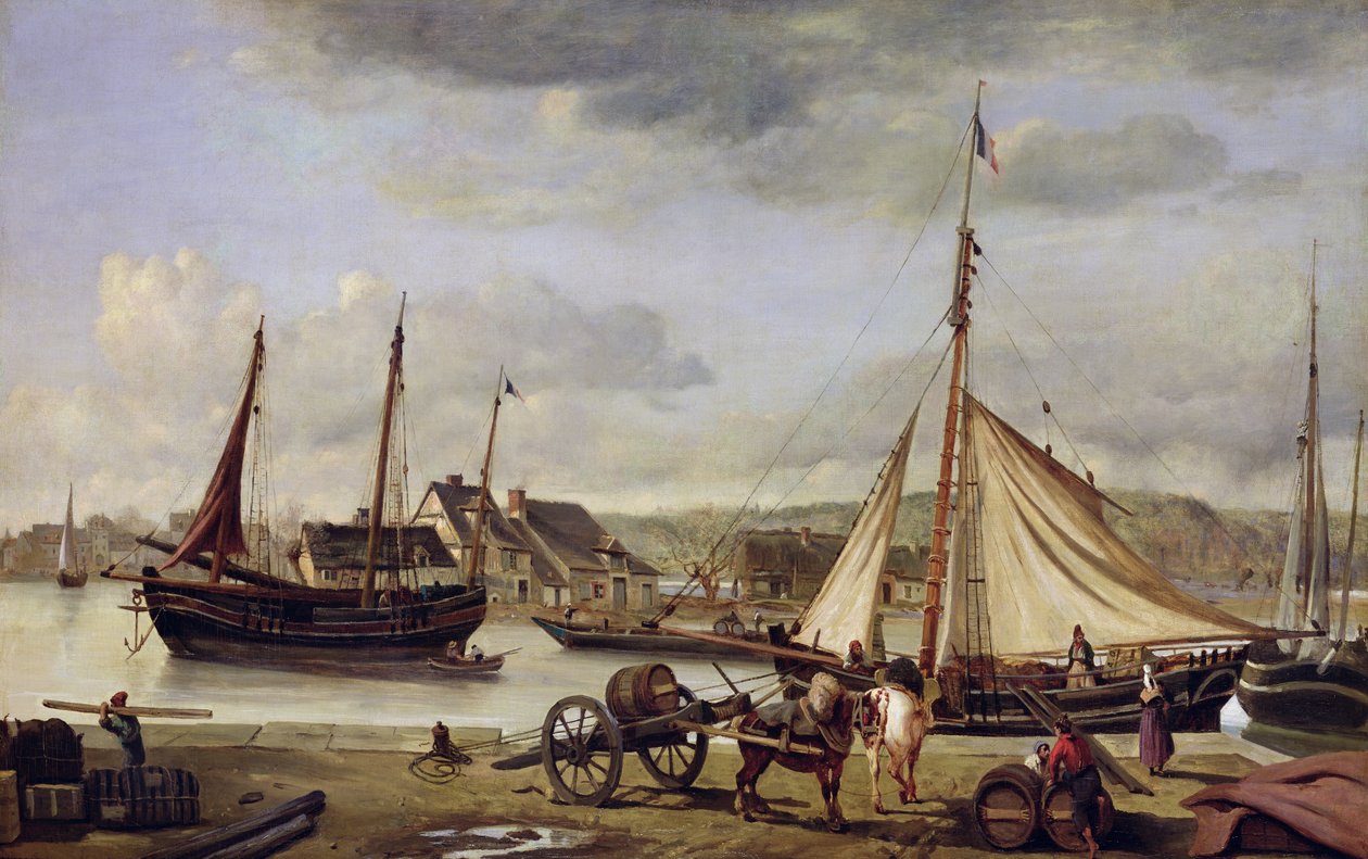 Kupecké nábřeží v Rouenu, 1834 od Jean Baptiste Camille Corot