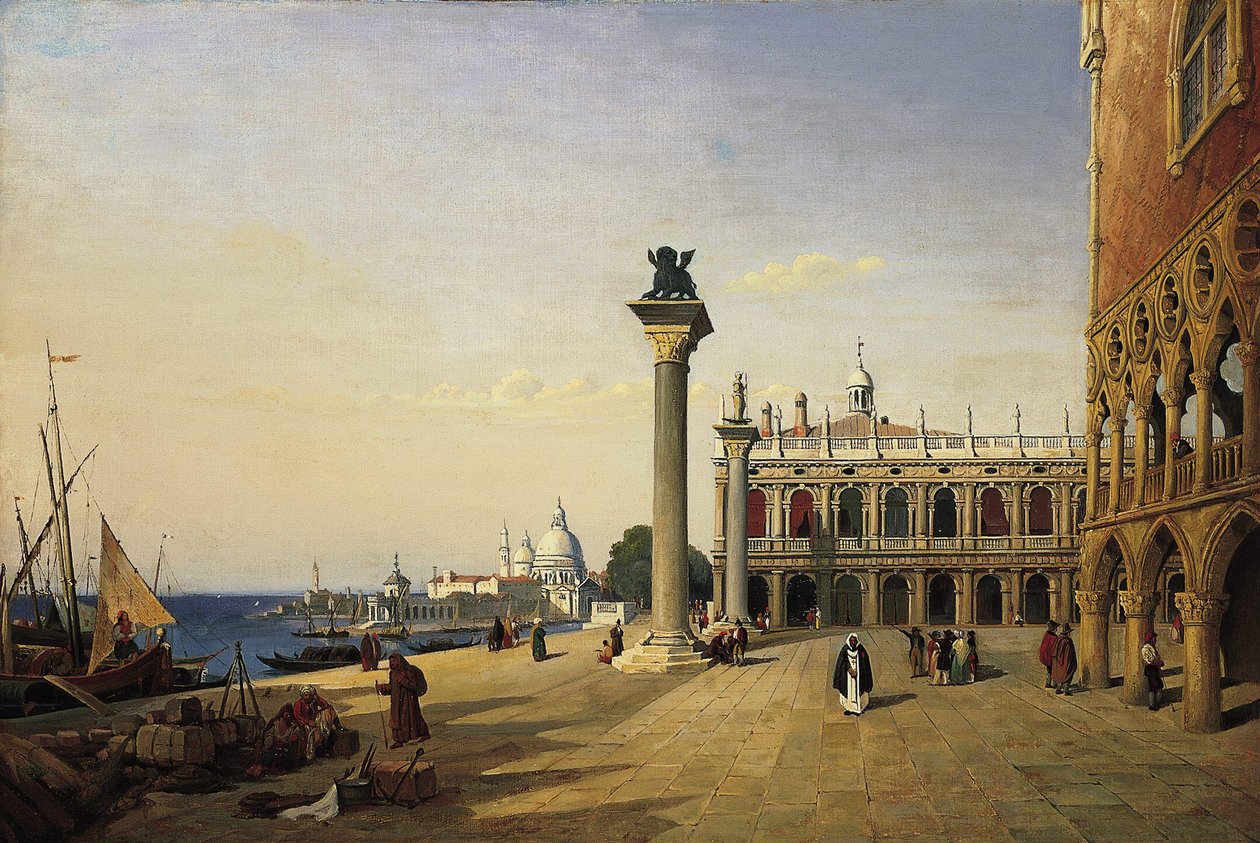 Piazzetta vidět z Riva degli Schiavoni od Jean Baptiste Camille Corot