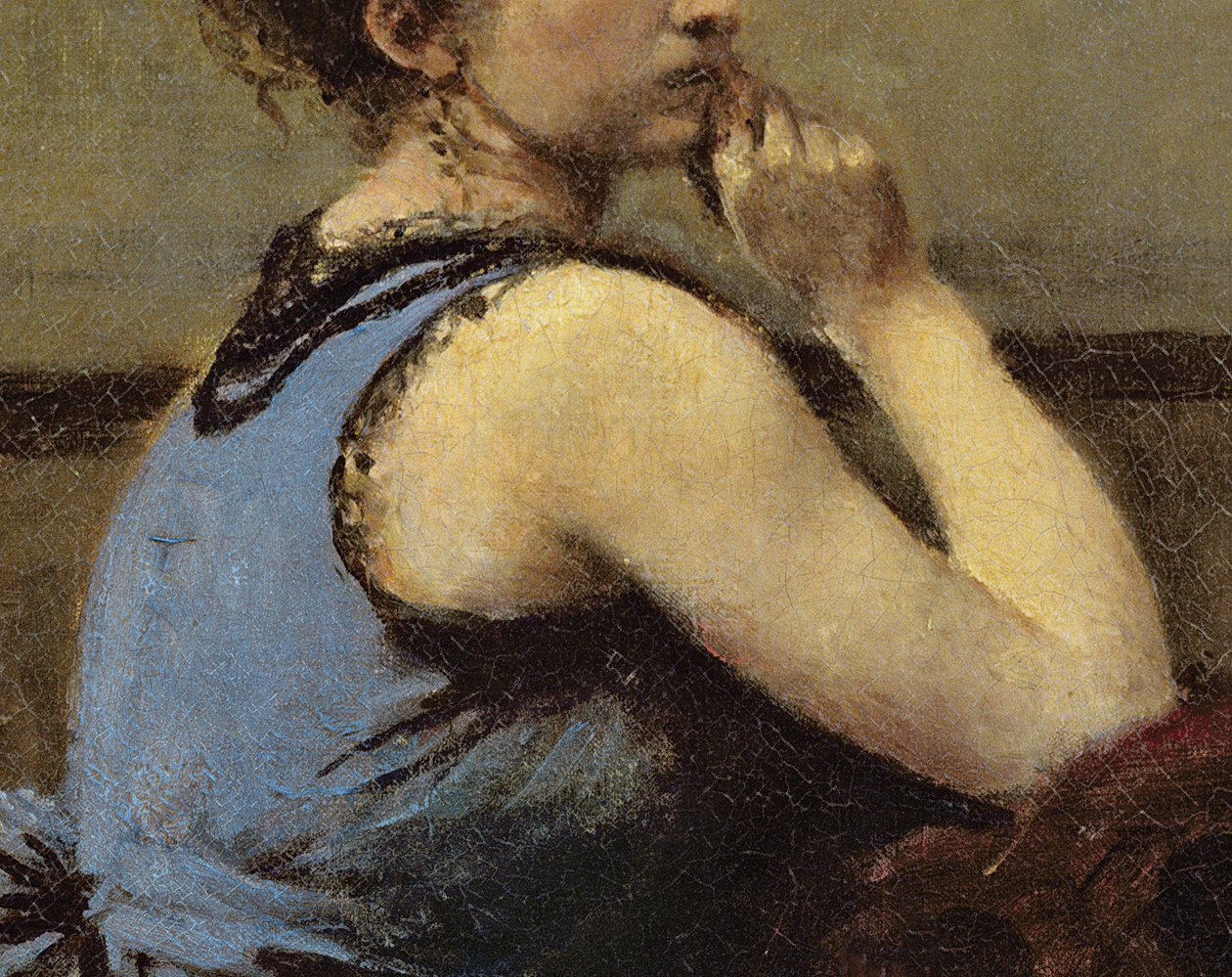 Žena v modrém, 1874 (detail 82880) od Jean Baptiste Camille Corot