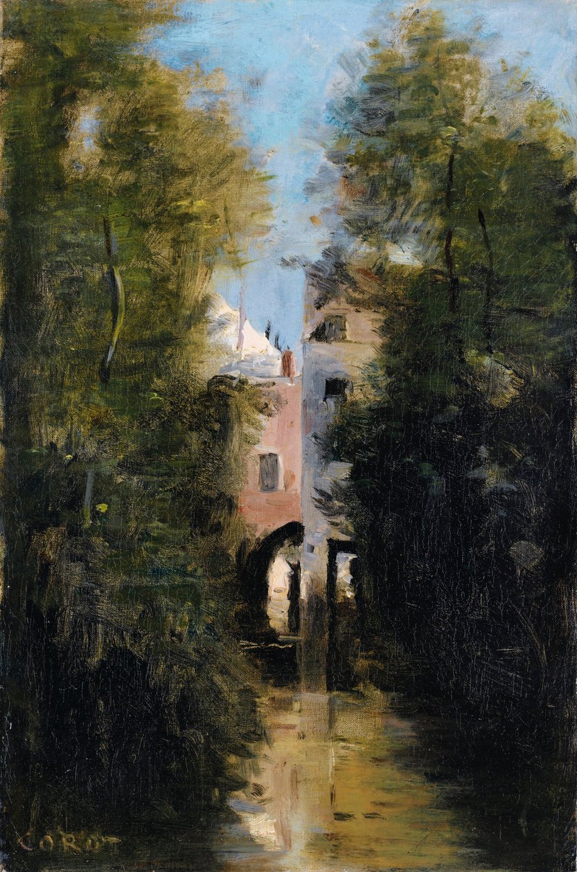 Větrný mlýn na řece Thérain v Beauvais od Jean Baptiste Camille Corot