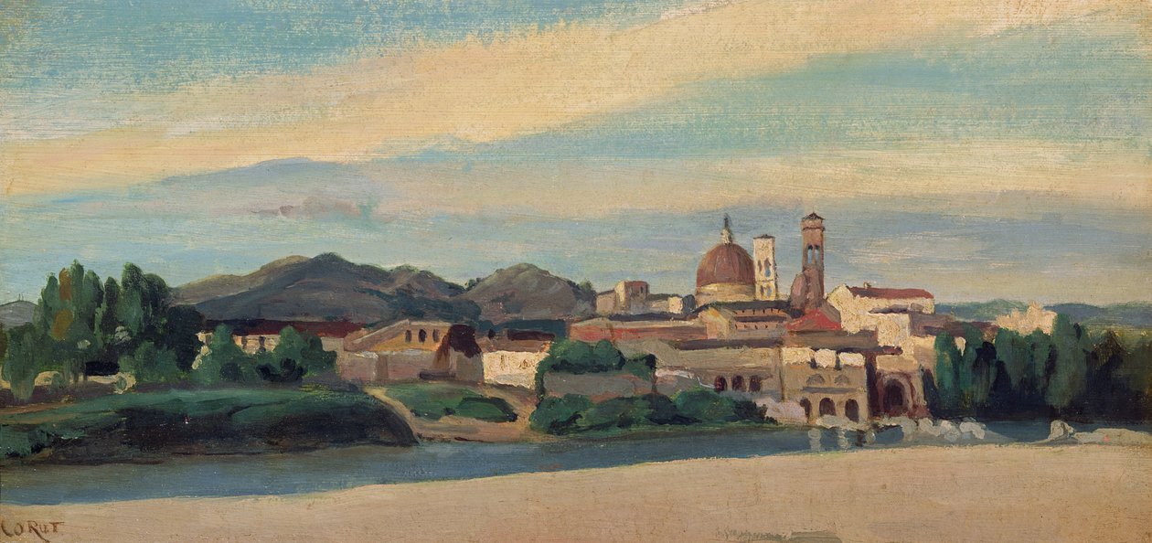 Pohled na italskou vesnici (olej) od Jean Baptiste Camille Corot