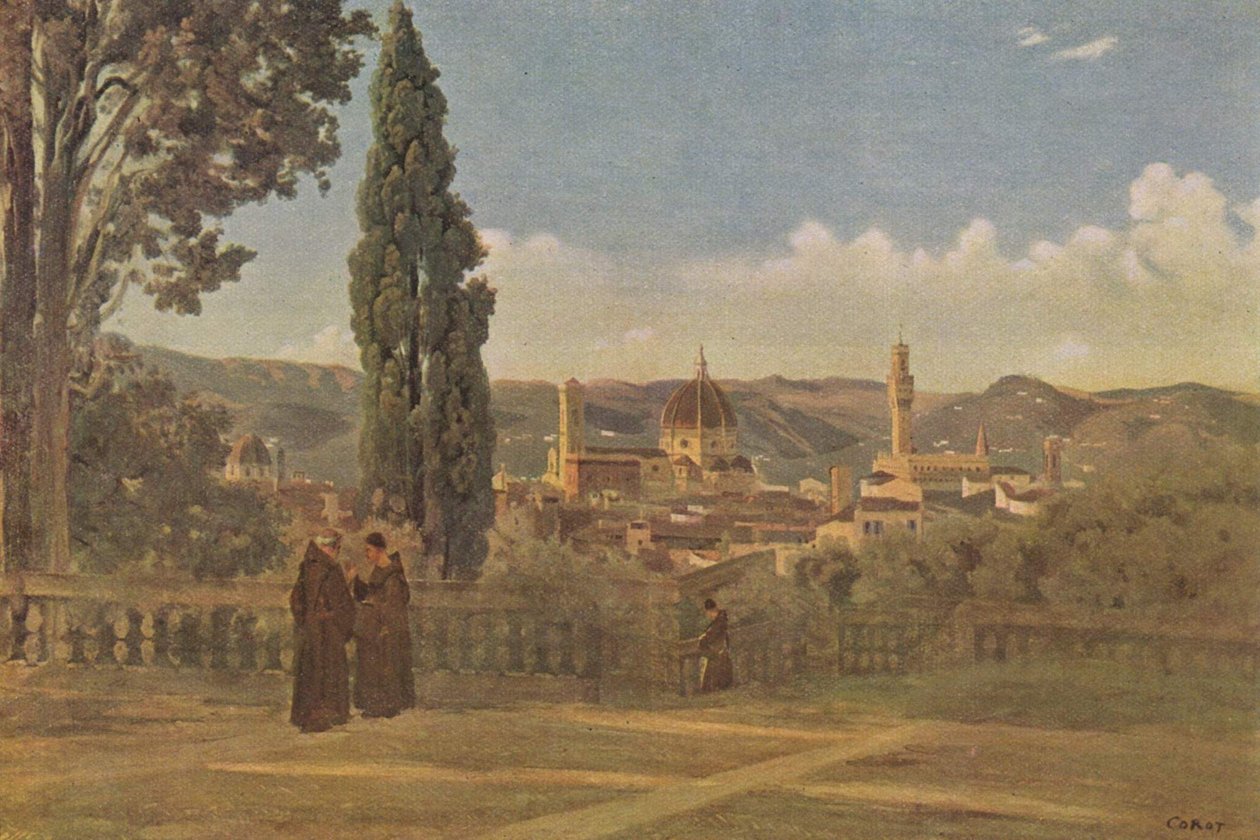 Pohled na Florencii ze zahrad Boboli od Jean Baptiste Camille Corot