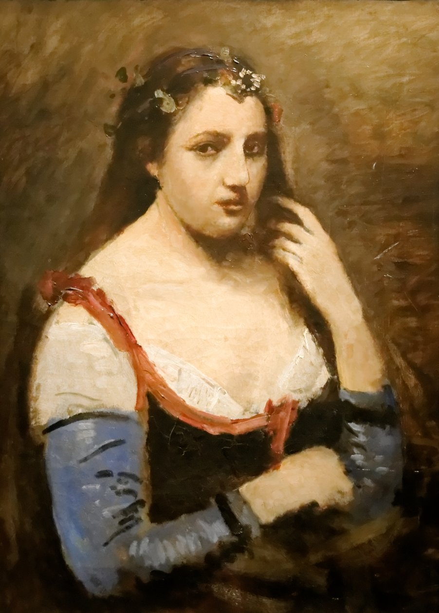 Žena se sedmikráskami od Jean Baptiste Camille Corot