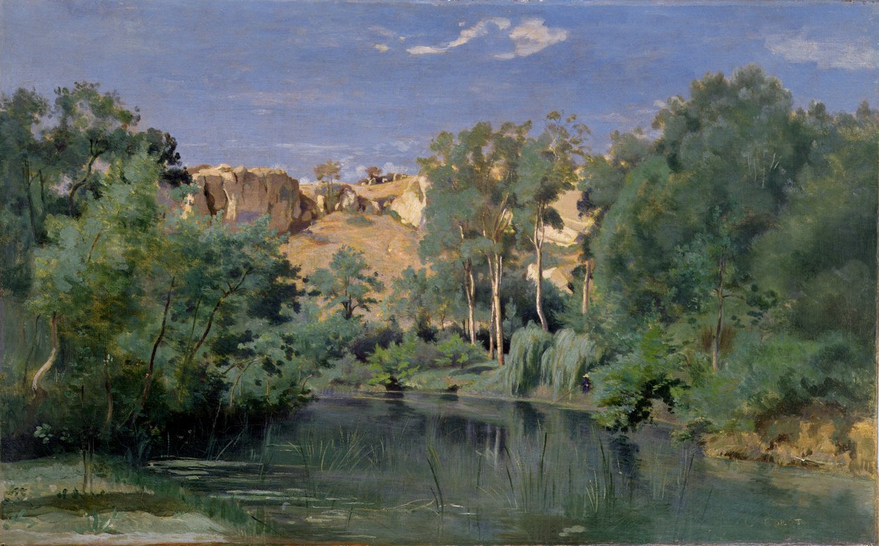 Zalesněná krajina s rybníkem, kolem 30. let 19. století od Jean Baptiste Camille Corot
