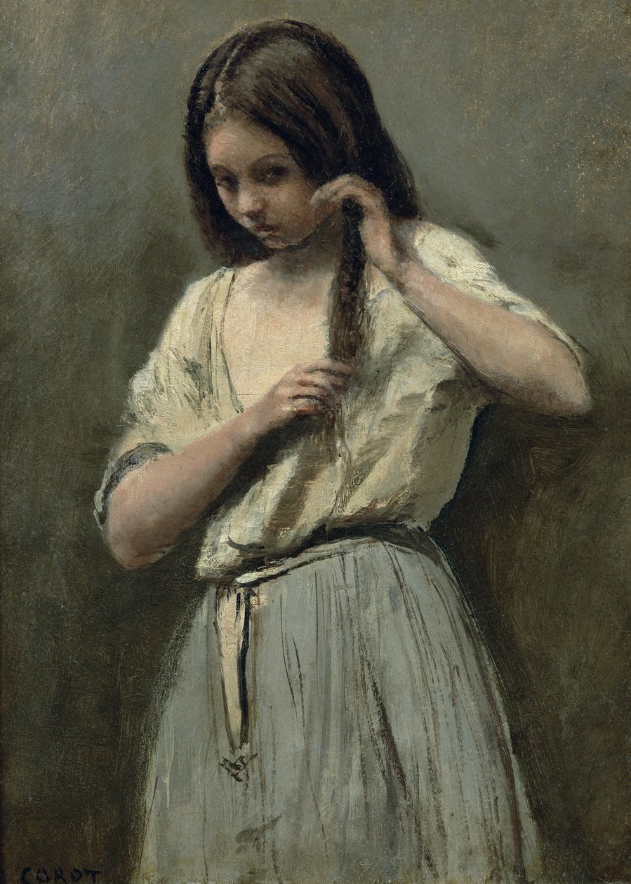 Mladá dívka na její toaletě od Jean Baptiste Camille Corot