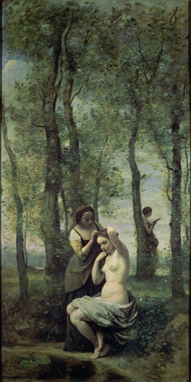 Mladá žena na její toaletě od Jean Baptiste Camille Corot