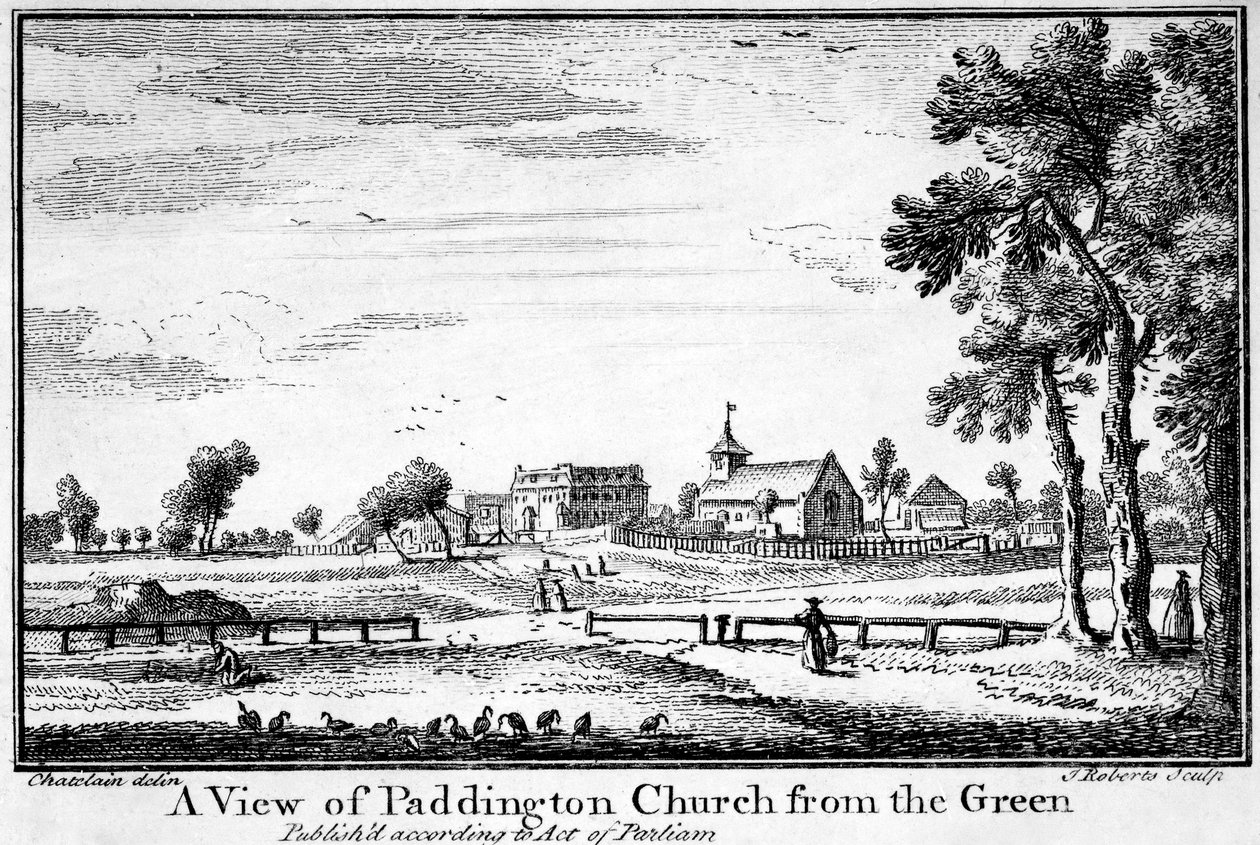 Pohled na Paddington Church from the Green, c.1750 od Jean Baptiste Claude Chatelain