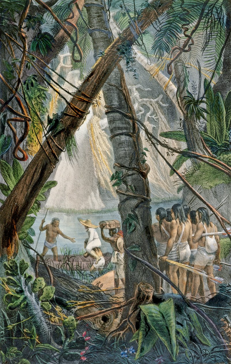 Goyanas Indians, Pernam-Bouc, severovýchodní Brazílie, z „Voyage Pittoresque et Historique au Bresil“, vyryto Charlesem Etiennem Pierrem Mottem (1785-1836), vydáno 1839 od Jean Baptiste Debret