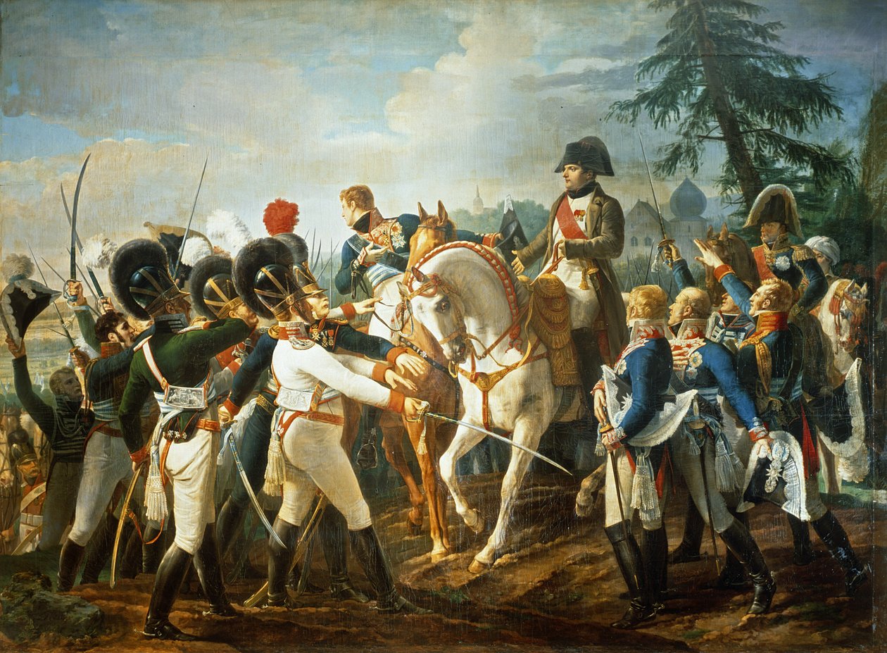 Napoleon a bavorská a württemberská vojska v Abensbergu, 20. dubna 1809 od Jean Baptiste Debret