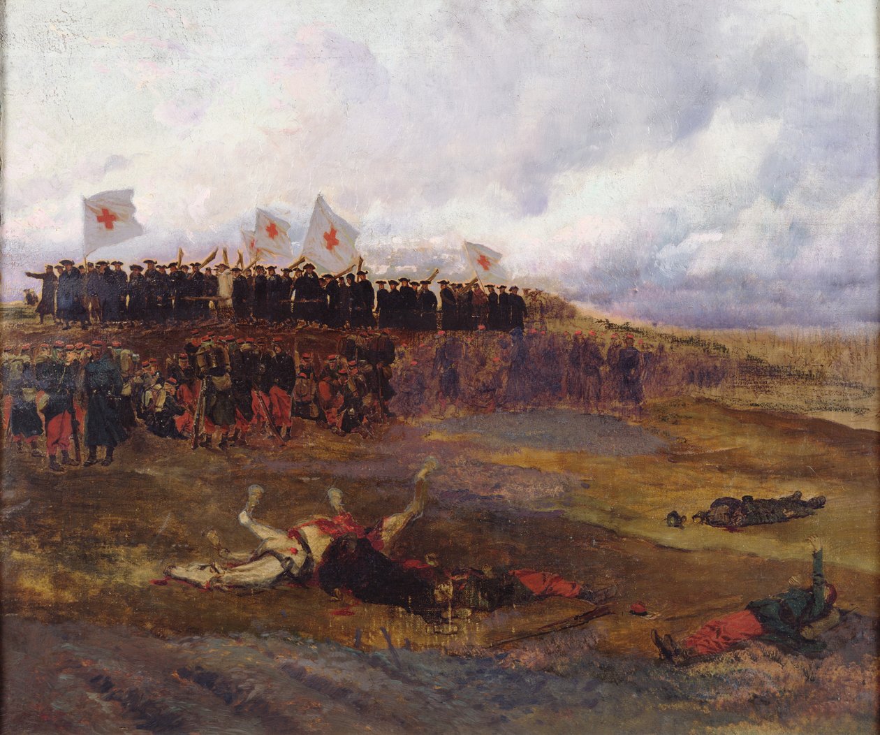 Nosítka na bojišti během obléhání Paříže od Jean Baptiste Edouard Detaille