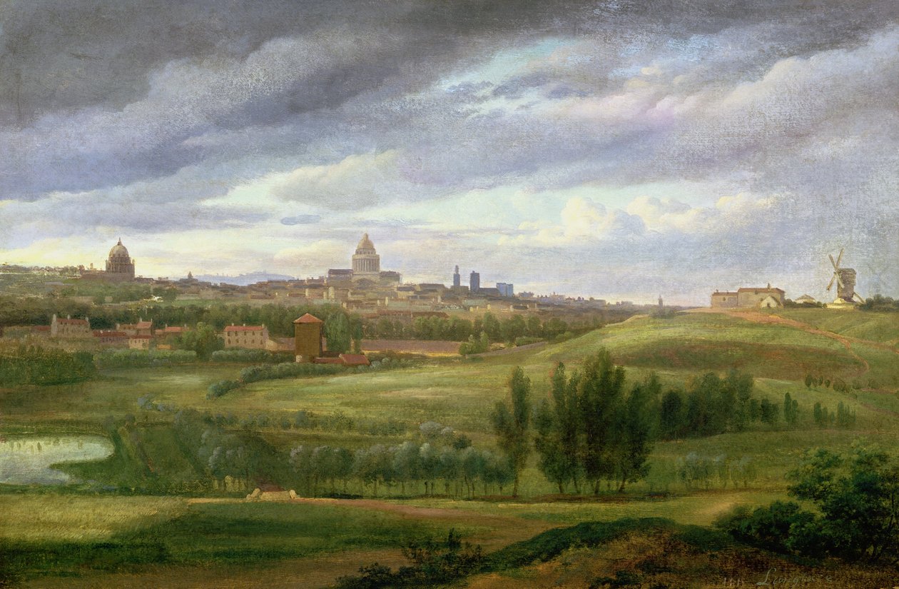 Pohled na Paříž z Butte aux Cailles, Gentilly od Jean Baptiste Gabriel Langlace