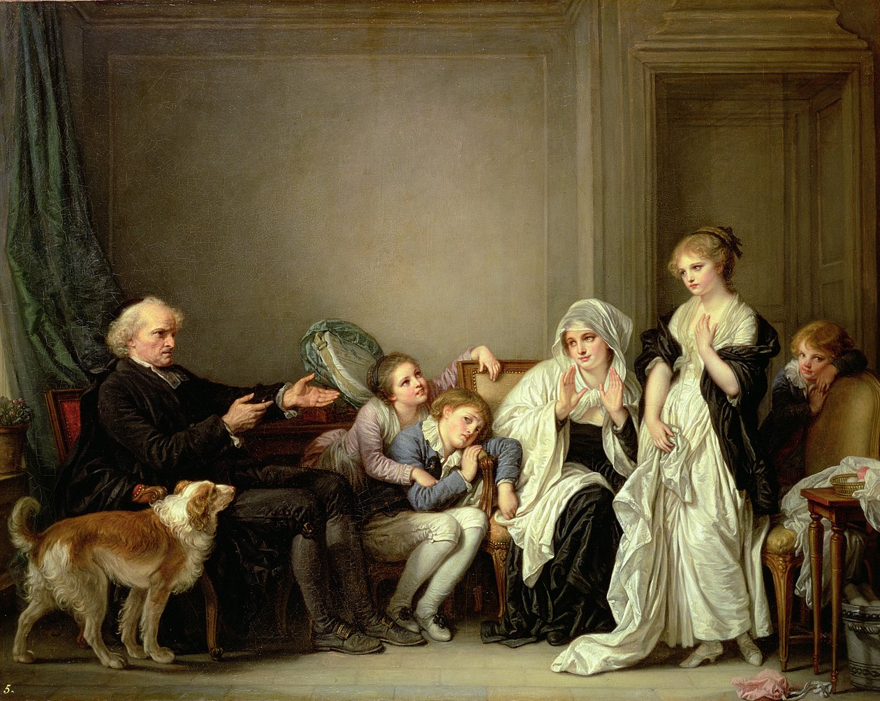 Návštěva kněze, 18. století od Jean Baptiste Greuze