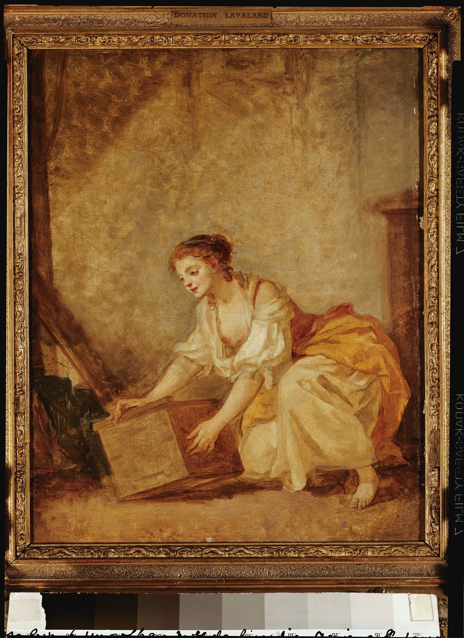 Mladá dívka zvedá hrudník od Jean Baptiste Greuze