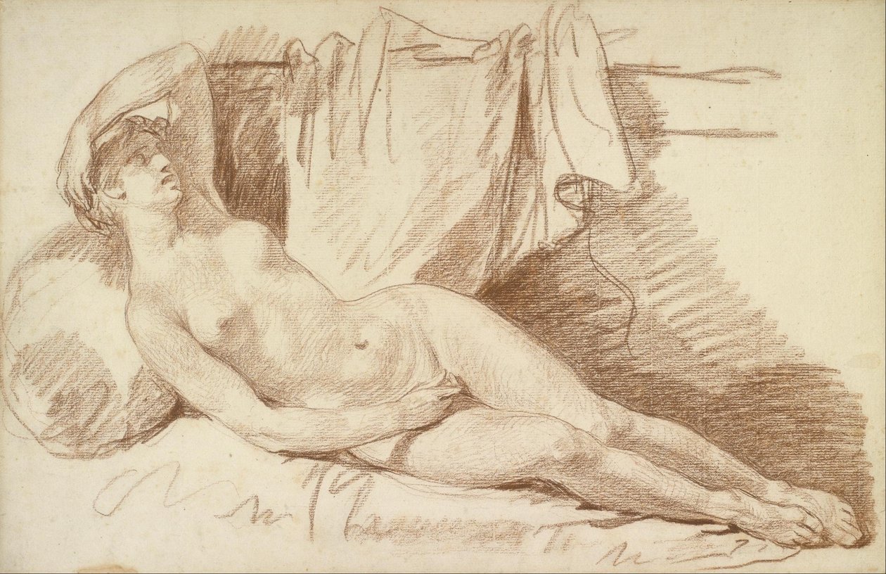Ležící akt ženy- studie pro od Jean Baptiste Greuze