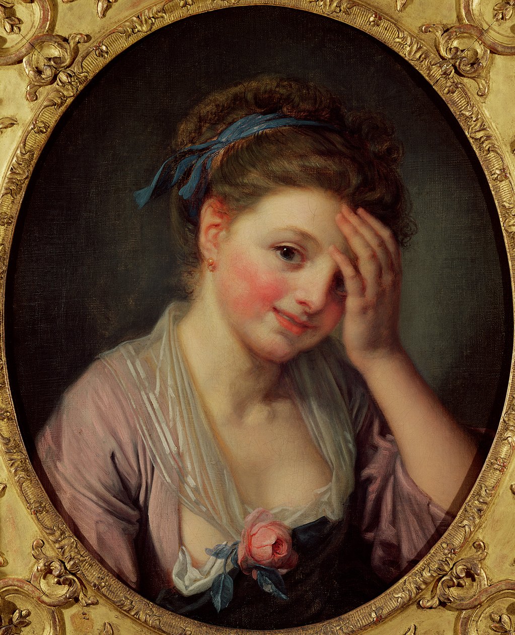 Mladá dívka s růží od Jean Baptiste Greuze