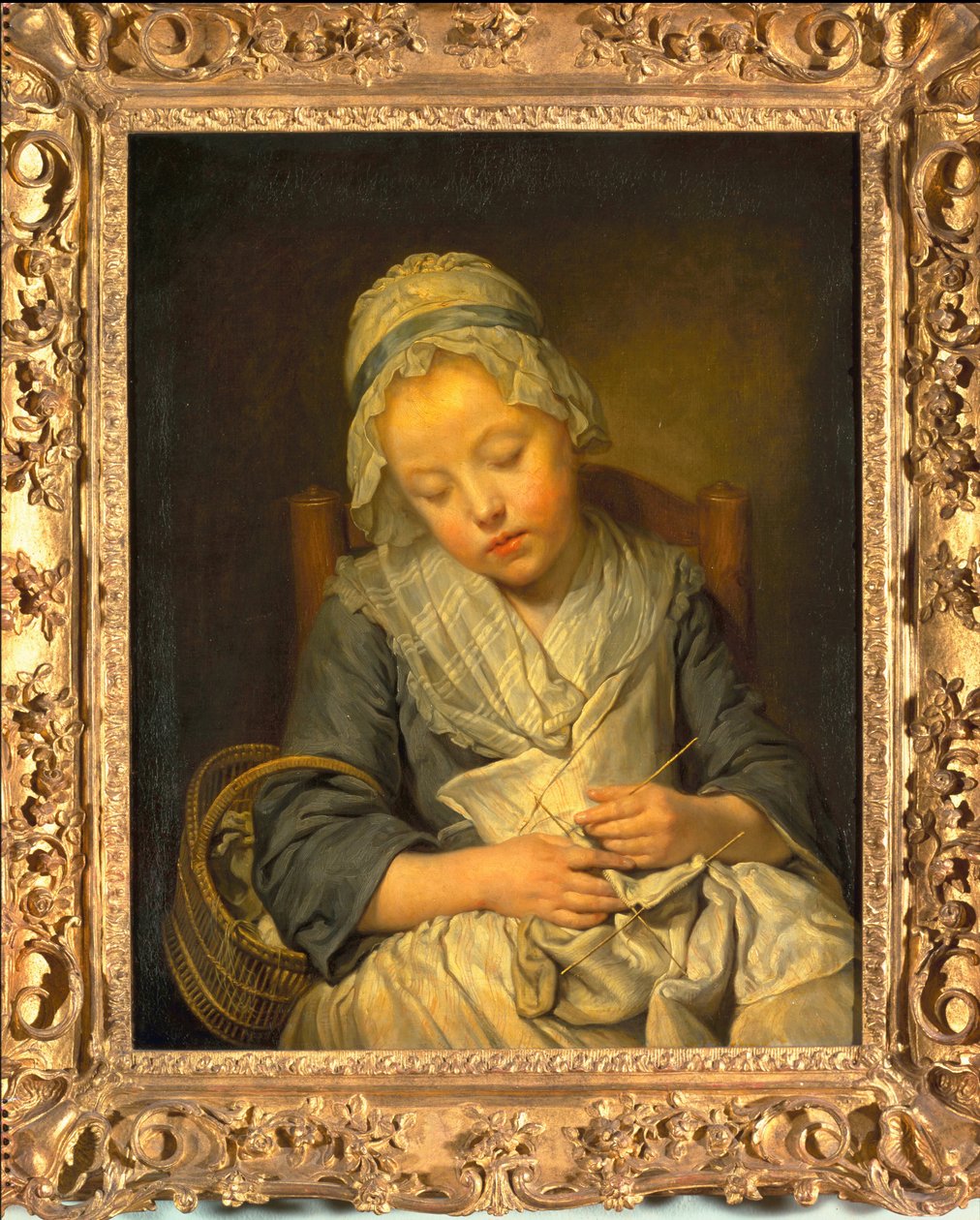 Mladá pletařka spí, kolem roku 1759 od Jean Baptiste Greuze