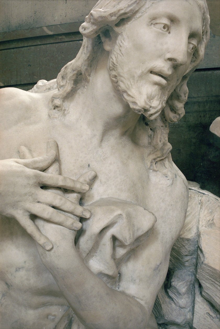 Křest Krista, detail, kterého dosáhl jeho synovec Jean-Baptiste Lemoyne II (1704-78) (mramor) (viz také 245286) od Jean Baptiste I Lemoyne