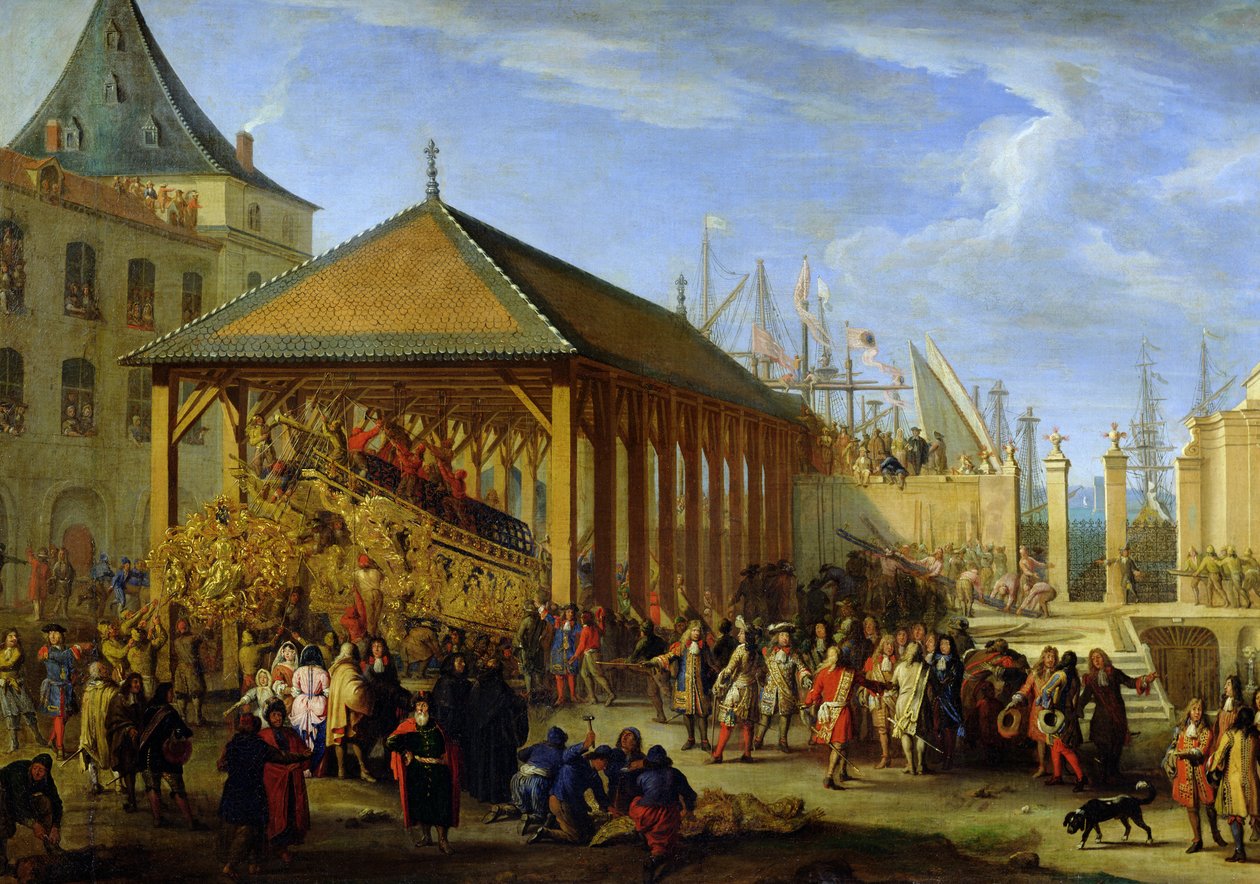 Jean-Baptiste Colbert (1651-90) markýz de Seignelay a Louis Victor de Rochechouart (1636-88) vévoda de Vivonne Návštěva Galleonu 