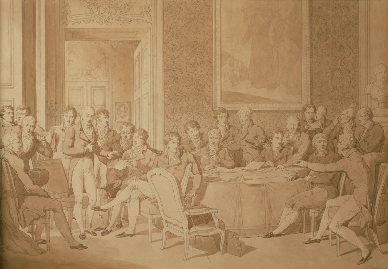 Vídeňský kongres, 1815 (tužka a wc) (VIZ TÉŽ 217258) od Jean Baptiste Isabey