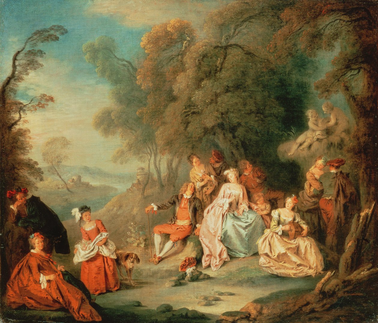 Elegantní společnost v parku od Jean Baptiste Joseph Pater