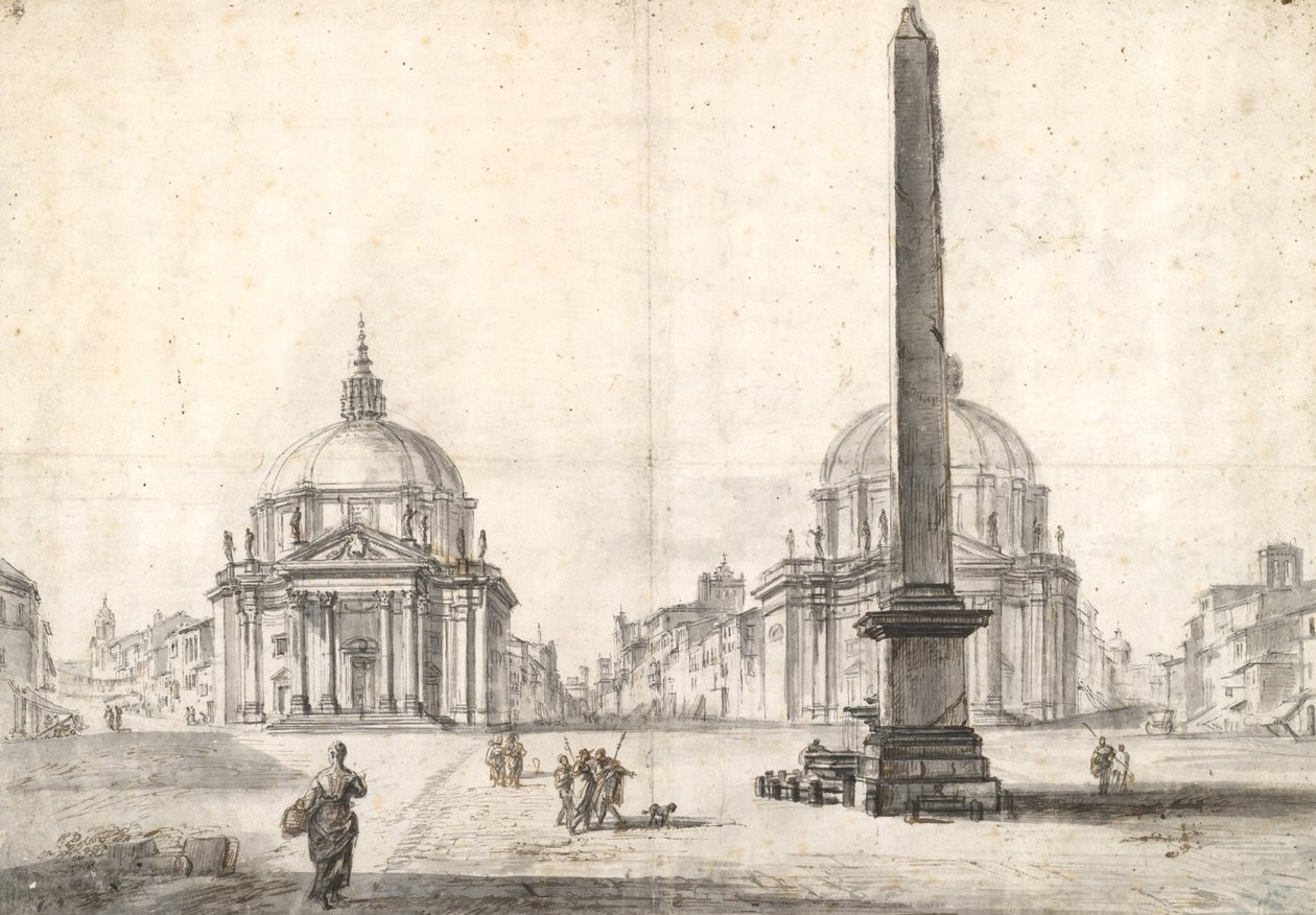 Piazza del Popolo, Řím od Jean Baptiste Lallemand
