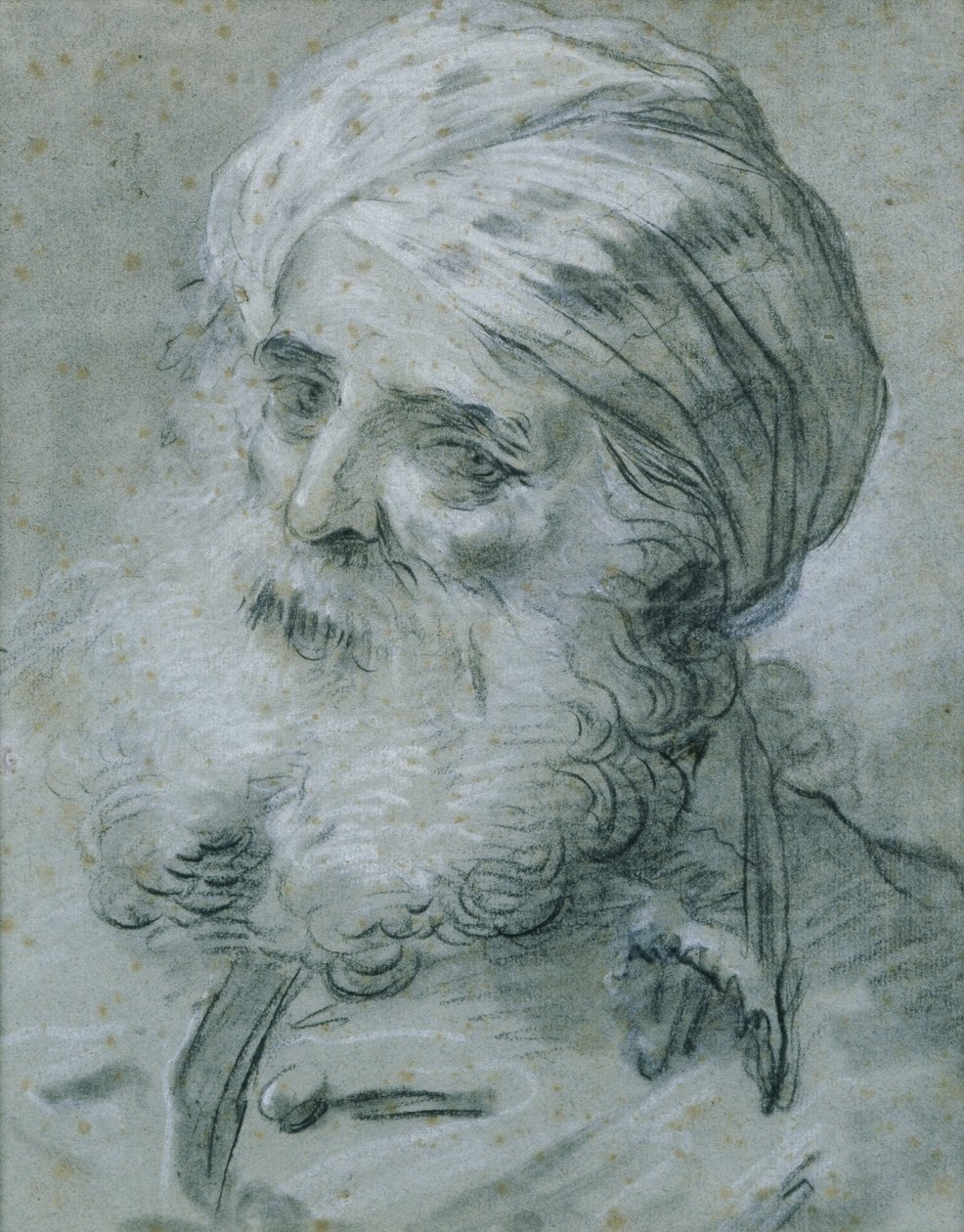 Portrét starého muže (křída na papíře) od Jean Baptiste Le Prince