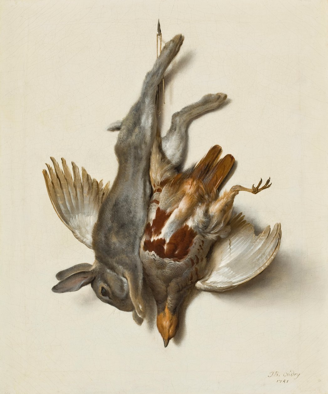 Mladý králík a koroptev pověšení u nohou, 1751 od Jean Baptiste Oudry