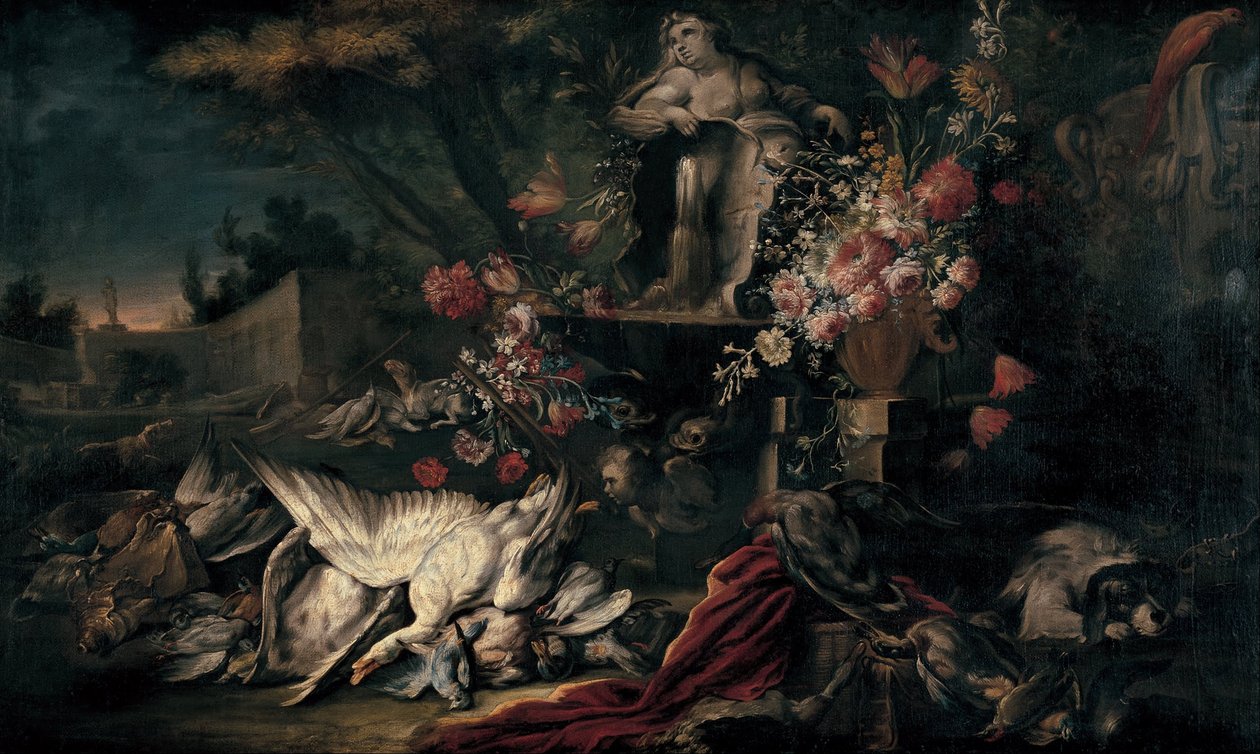 Příroda smrti s fotografickým náčiním a květinami I od Jean Baptiste Oudry