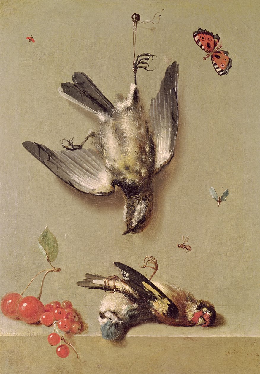 Zátiší s mrtvými ptáky a třešněmi, 1712 od Jean Baptiste Oudry