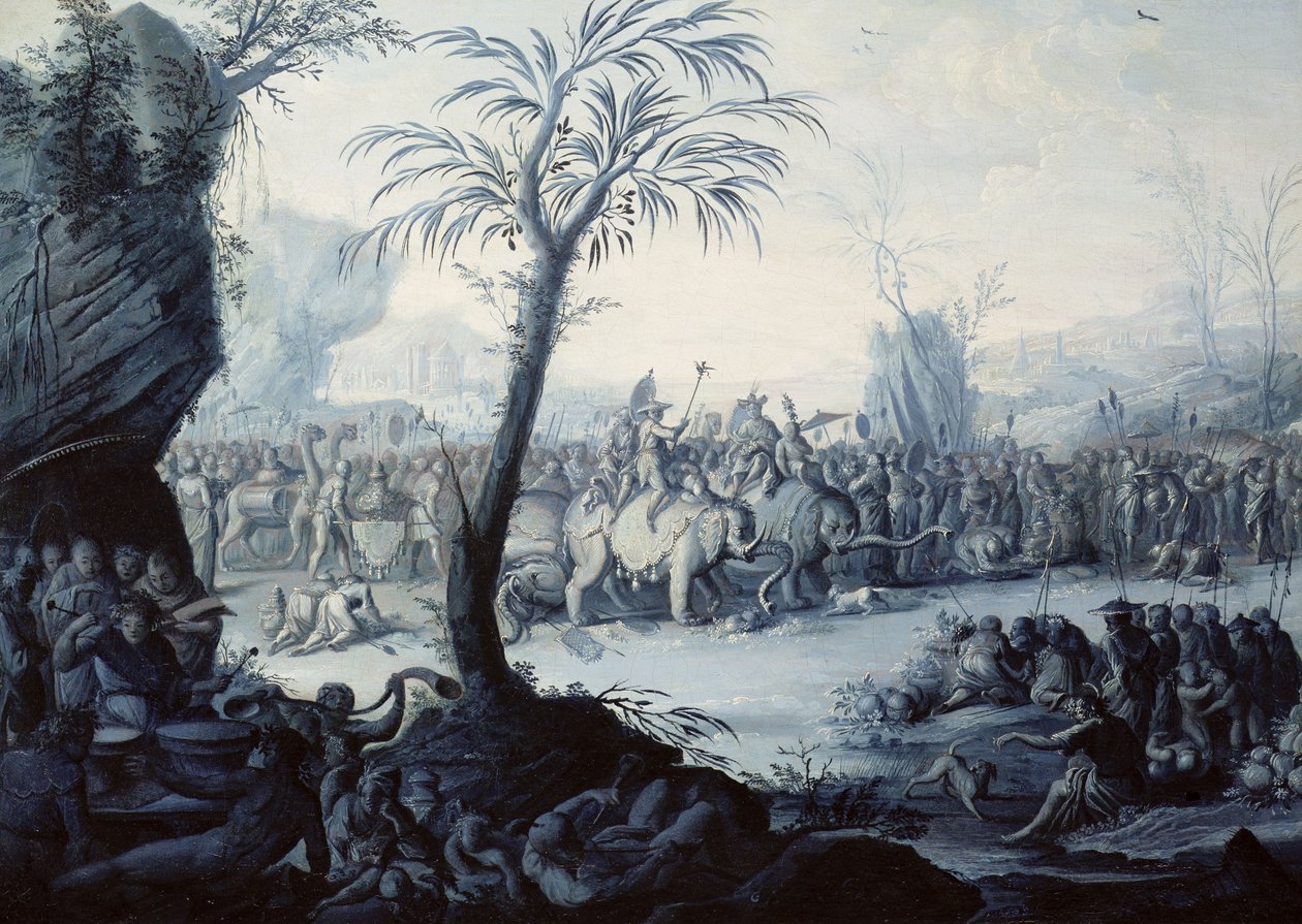 Chinoiserie Krajina s postavami a zvířaty od Jean Baptiste Pillement