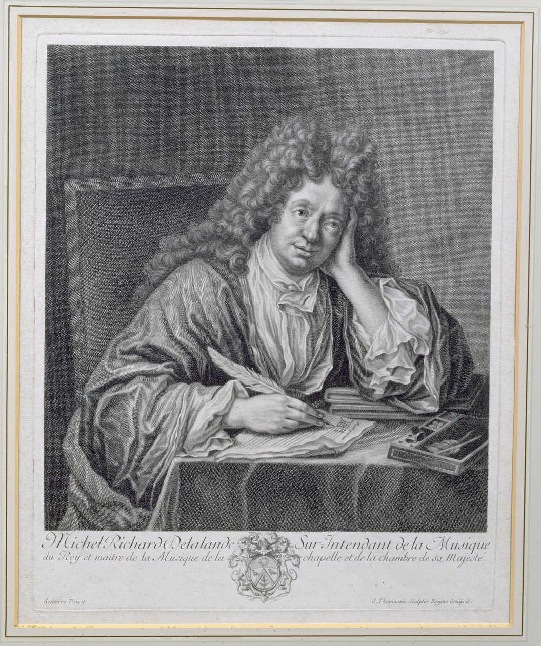 Portrét Michela Richarda Delalande (1657-1726), superintendanta hudby, vyrytý Simonem Thomassinem (1655-1733) od Jean Baptiste Santerre