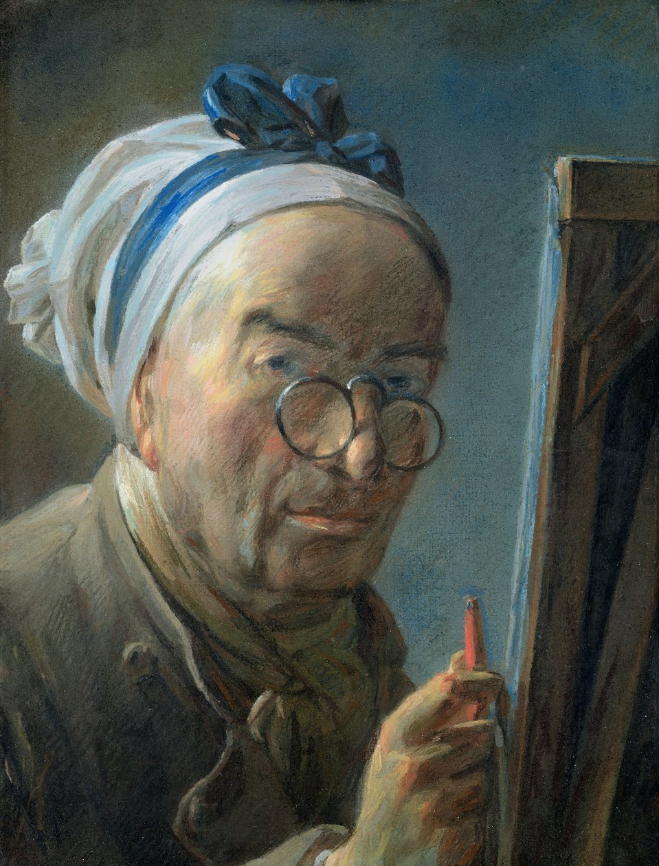 Autoportrét se stojanem, cca 1775-79 (pastel) od Jean Baptiste Simeon Chardin