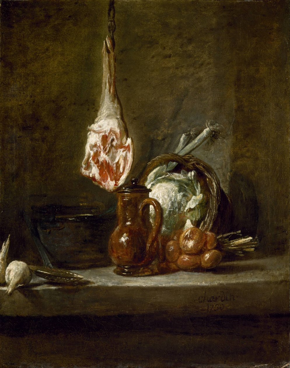 Zátiší s Beránkovou nohou od Jean Baptiste Simeon Chardin