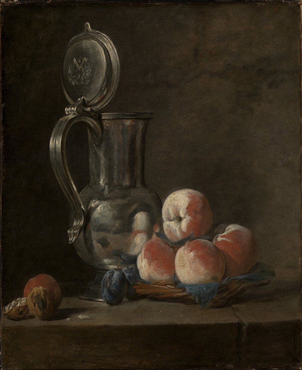 Zátiší s Tin Pitcher a Peaches od Jean Baptiste Simeon Chardin