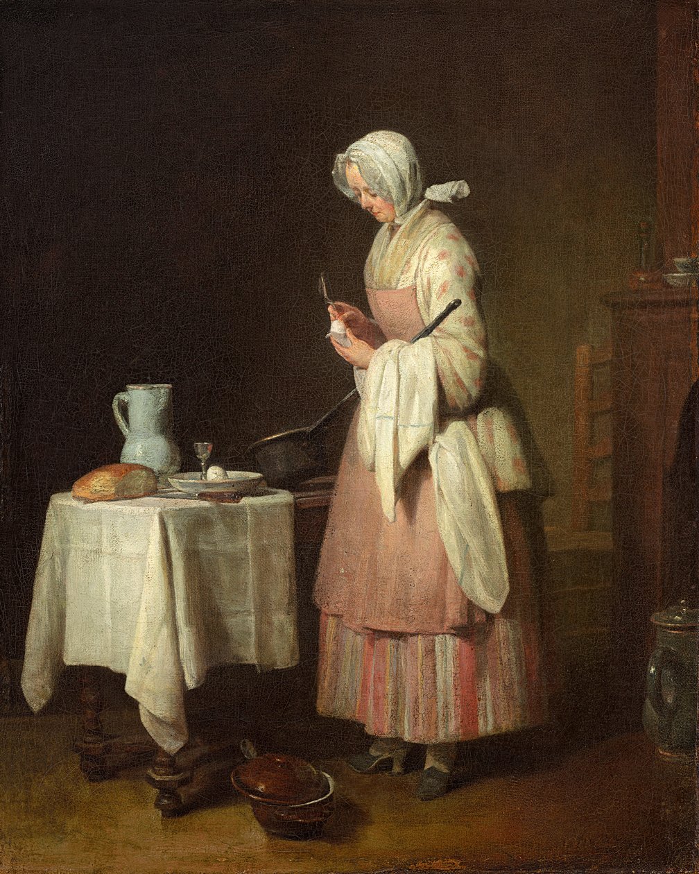 Pozorná sestra, 1747 od Jean Baptiste Simeon Chardin