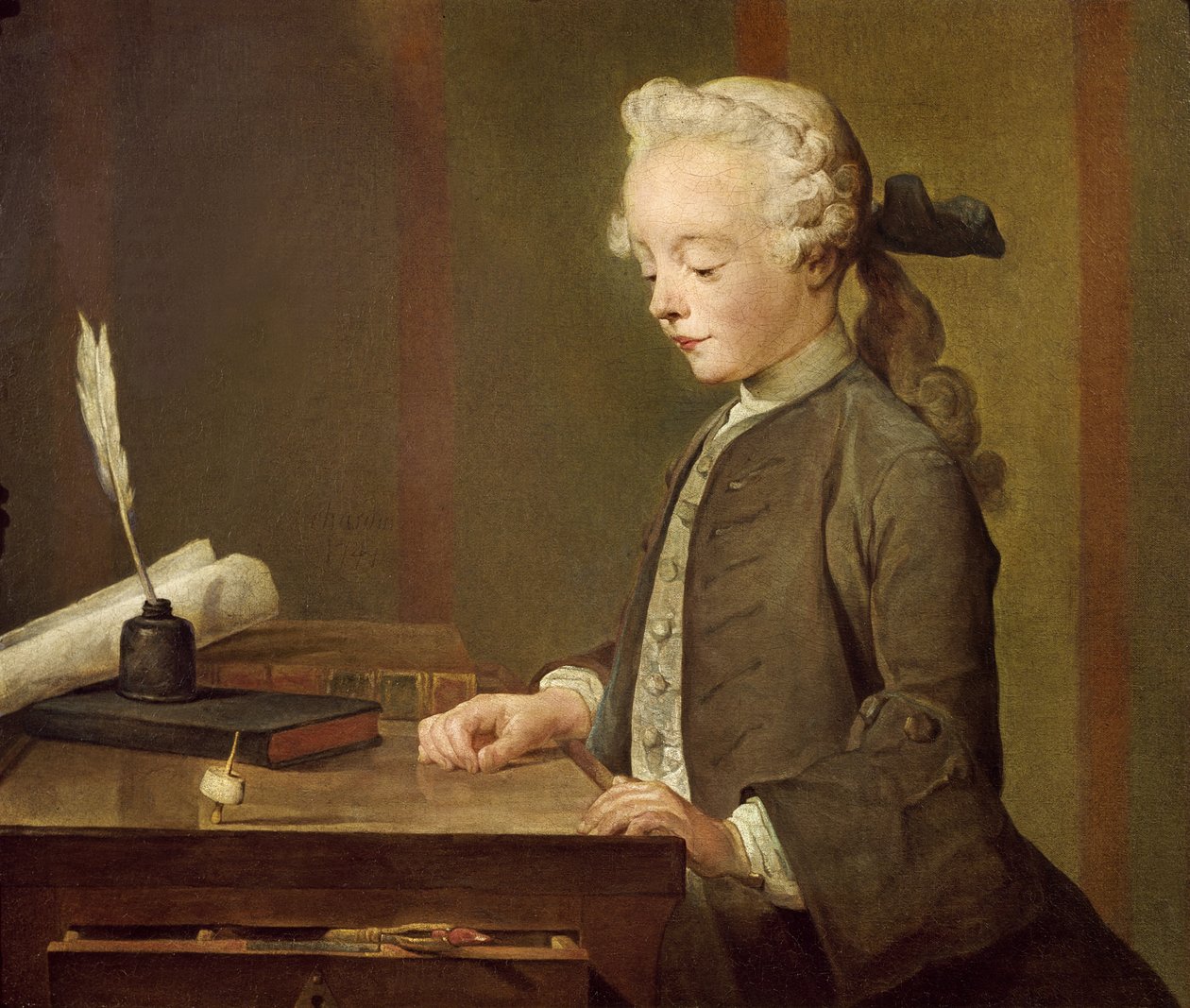 Dítě s teetotem, Portrét Auguste-Gabriel Godefroy (1728-1813) 1741 od Jean Baptiste Simeon Chardin