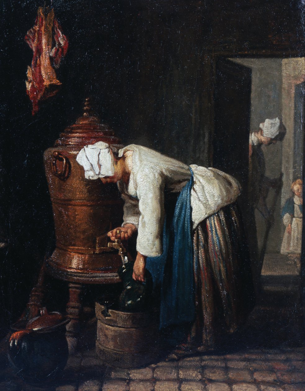Žena, kreslení vody v cisterně od Jean Baptiste Simeon Chardin