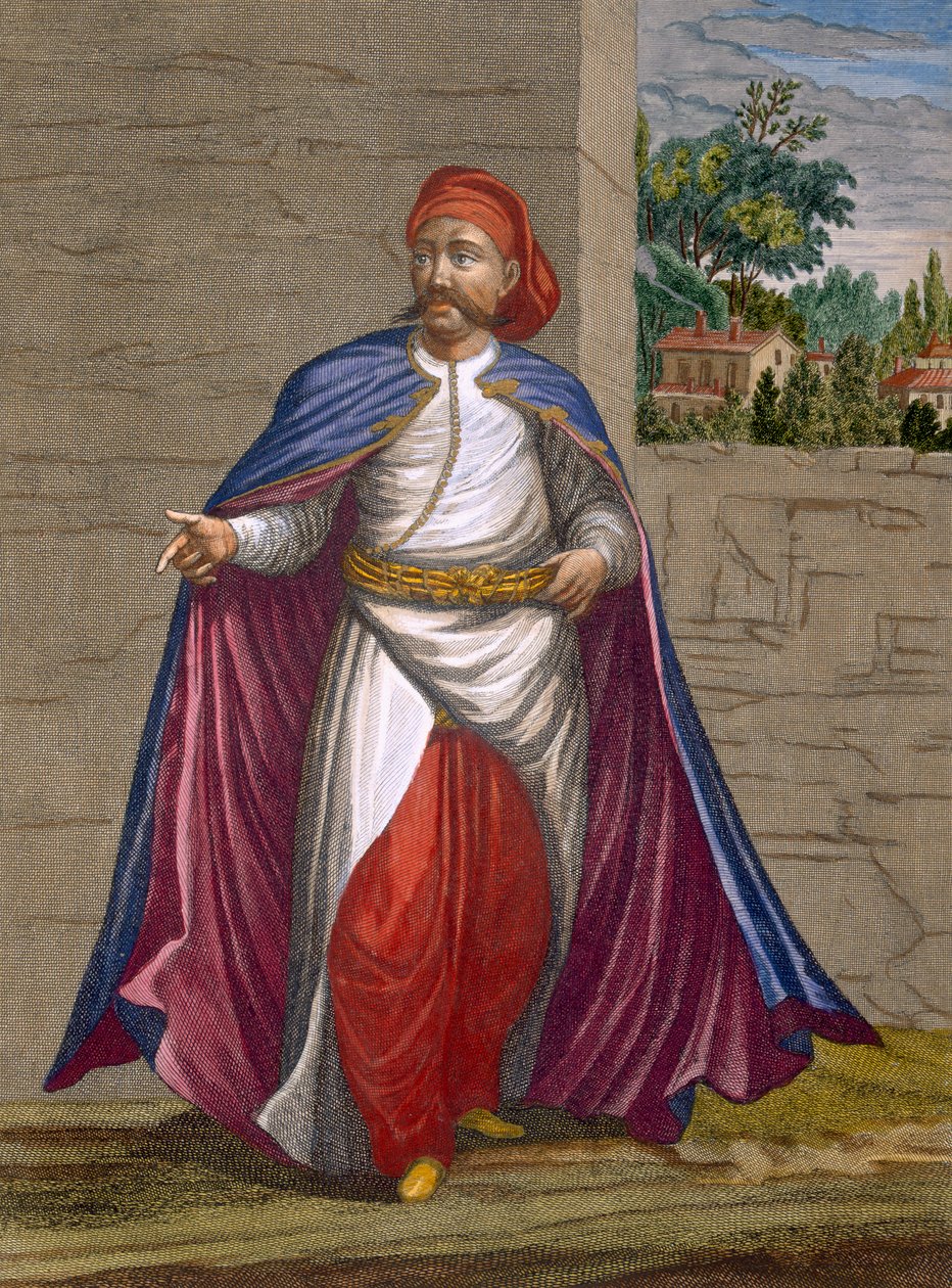 Kasseki, deska 19 ze „Sbírky jednoho sta tisků představujících různé národy Levanty“ od Charlese de Ferriola, vyryl Gerard Scotin (1671-1716), 1707-08 od Jean Baptiste Vanmour